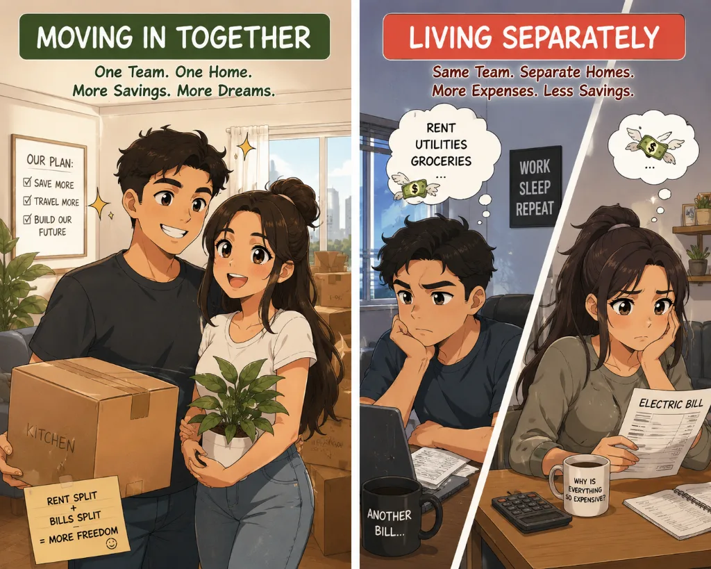 Poll image 1 for Dating for 8 months. Is it crazy to move in together just to save $800/mo?