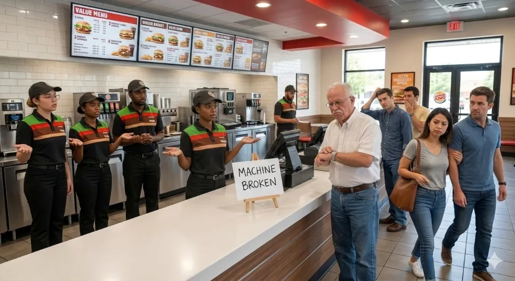 Poll image 1 for Local burger chain fast-food machine is always broken. Do I start driving 15 minutes further?